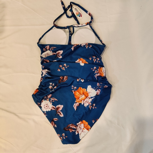 One Pieces Blue Floral Swimsuit New With Tag - Picture 2 of 11